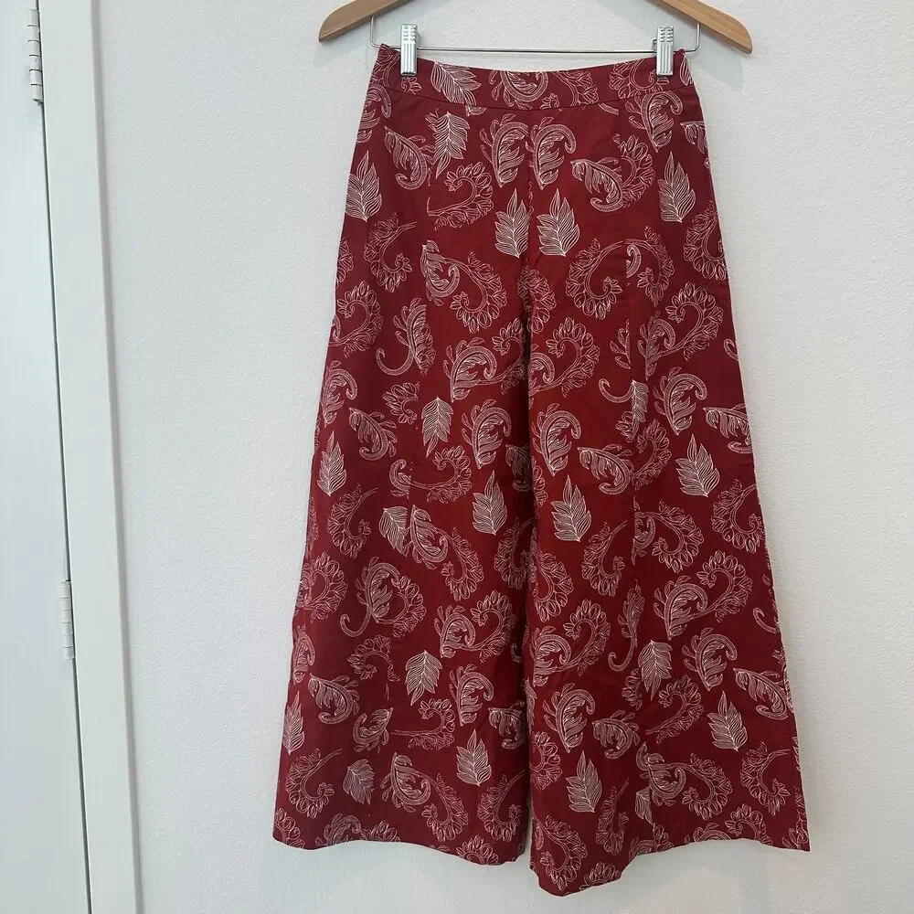 Anthropologie Mare Mare Teresita two-piece poplin one shoulder top culottes XS